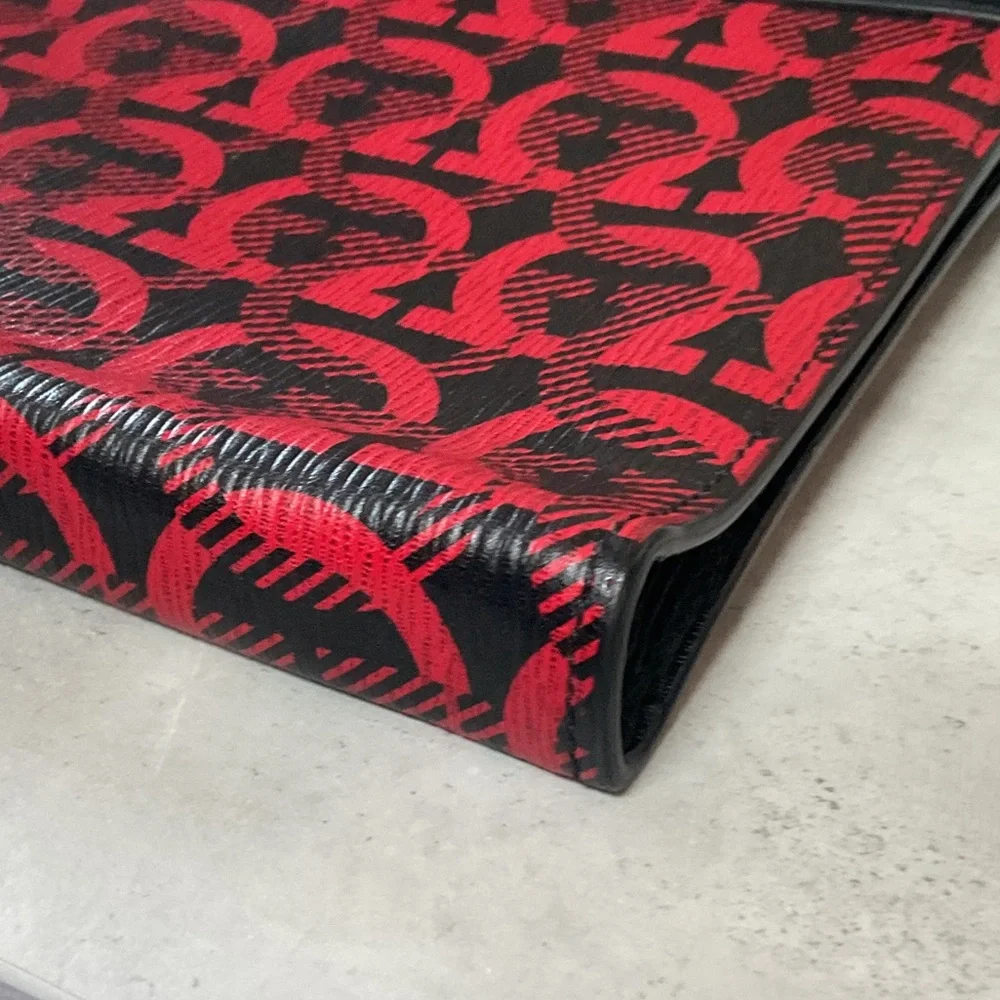 Salvatore Ferragamo Signature Pattern Briefcase in Crimson and Onyx
